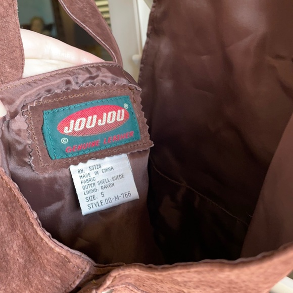 Vintage. Real suede leather mini overalls dress - Picture 6 of 9